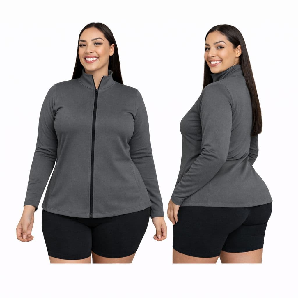 Jaqueta Plus Size  Fitness Feminino Dry Fit Slim Proteção Solar UV, Tecido Térmico, Secagem Rápida