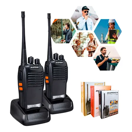 Kit 2 Radio Comuncador 16 Ch 12km Baofeng 777s Ht Cor Preto