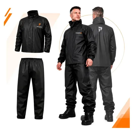 Capa De Chuva Moto Pioneira Impermeável Motoqueiro Pvc Preto