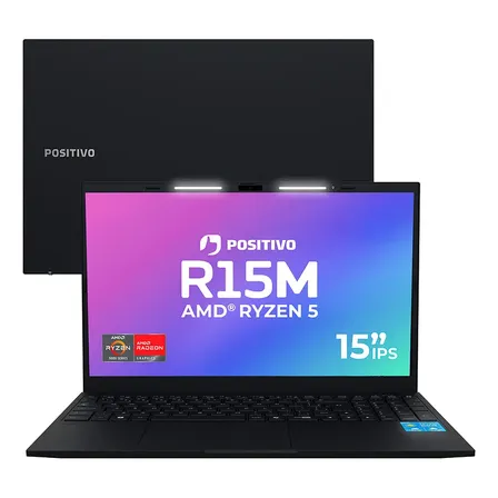 Notebook Positivo Vision R15M com AMD Ryzen 5, 16GB RAM e SSD de 512GB, Tela de 15.6" Full HD IPS, Preto
