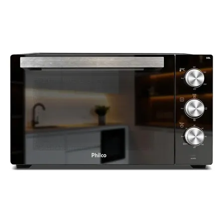 Forno Elétrico Philco 50l Cinza Espelhado Full Glass PFE50PE