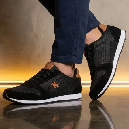 Sapatenis Masculino Polo Em Tecido Casual Leve E Confortável
