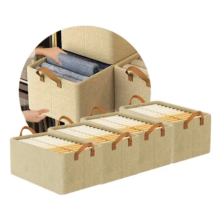 Kit4 Cestos Caixas Dobravel Organizadoras De Guarda Roupas